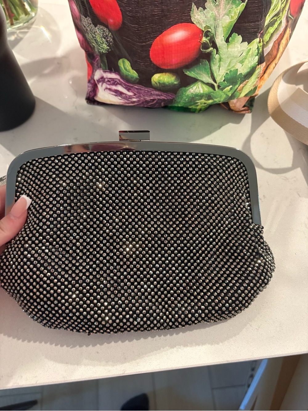 Black Rhinestone Evening Clutch - Unbranded